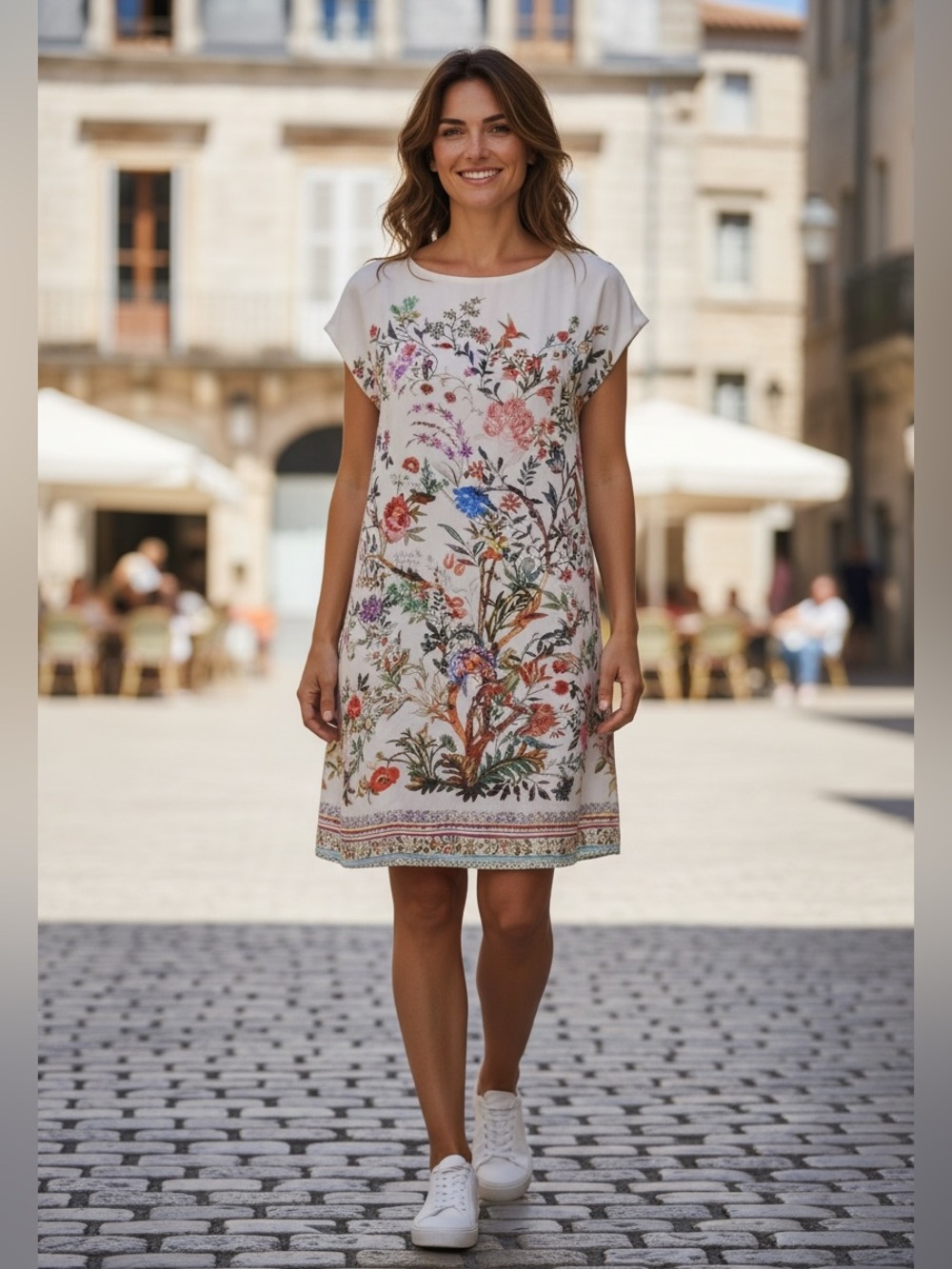 PROMOD Floral Silky Shift Midi Dress size medium